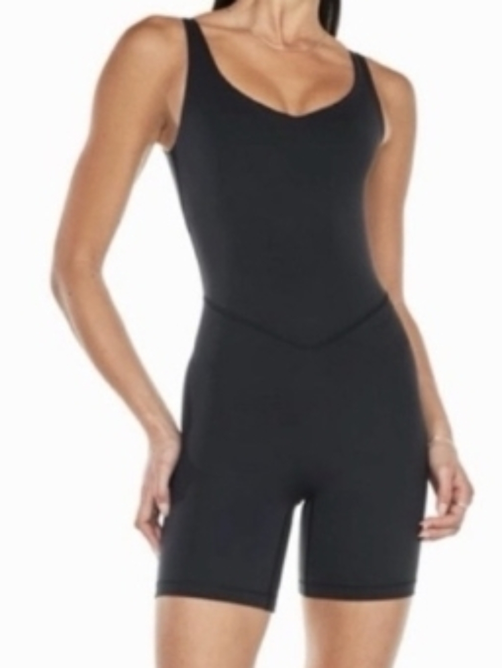 Women’s Black Scoop-Neck Unitard Romper